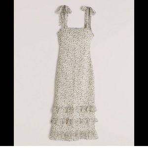 Abercrombie & Fitch smocked midi dress blue floral